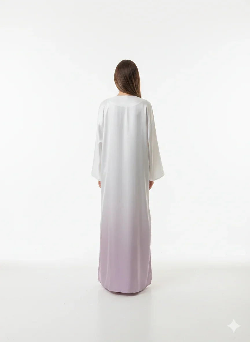 White Kaftan with Shades of Mauve - Urbantique - Babazzaro