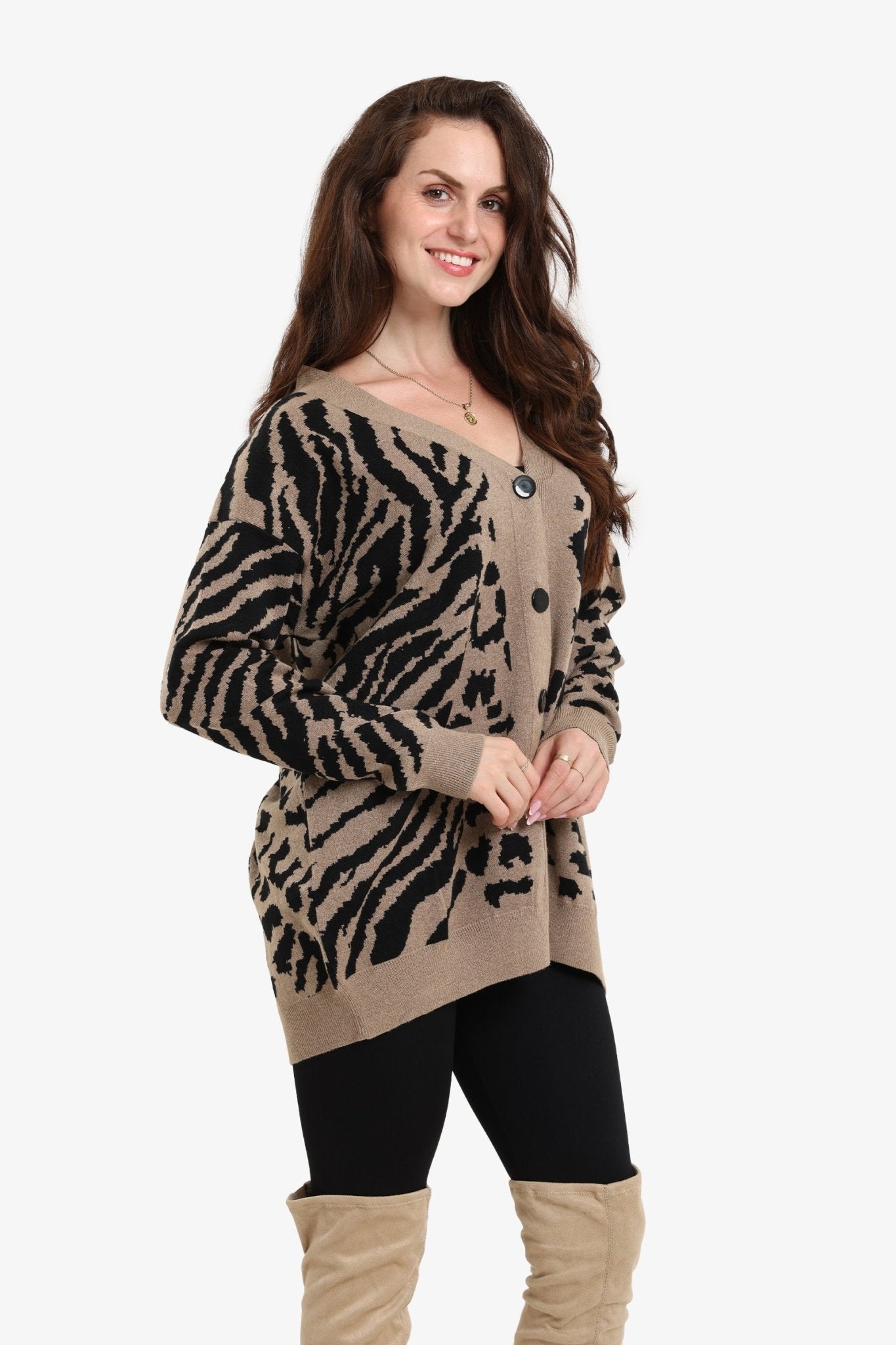 Wool Leopard Print Cardigan - Clue - Babazzaro