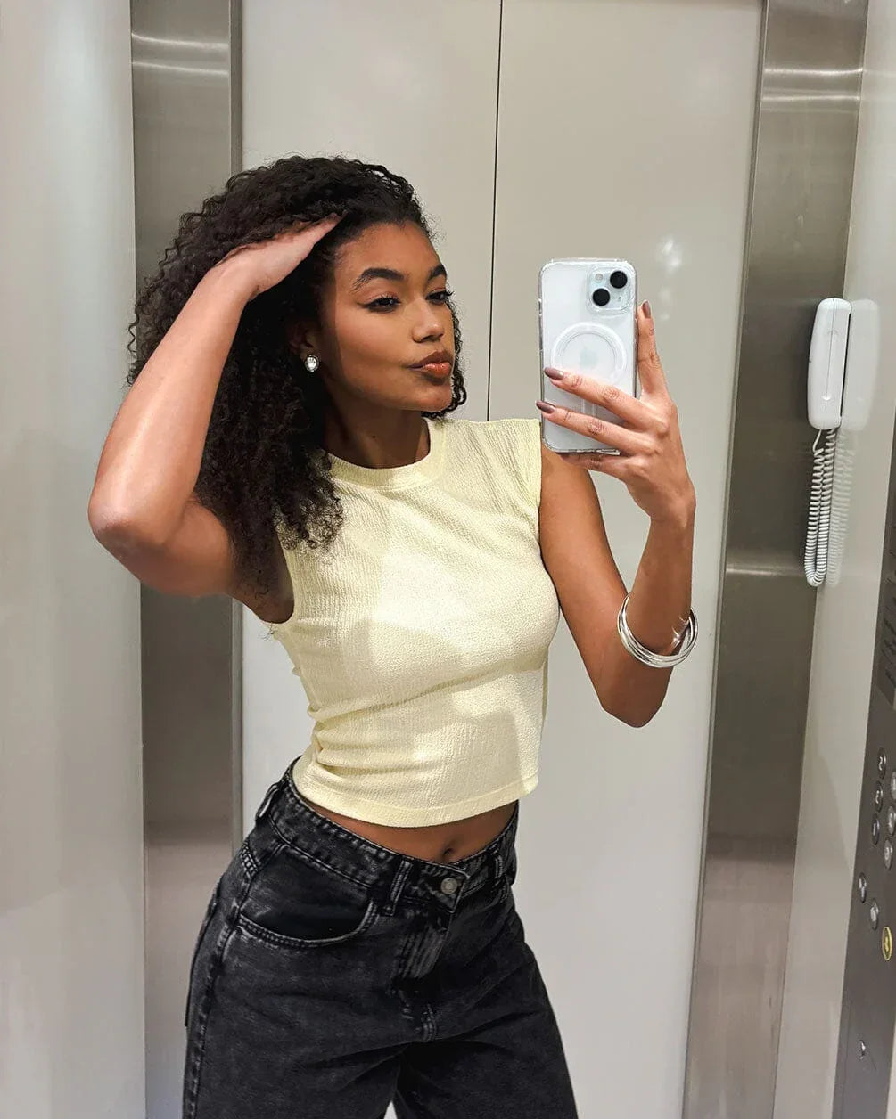 In your shoe - Yellow Wrinkled Top 1