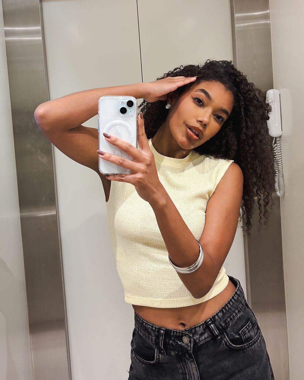 In your shoe - Yellow Wrinkled Top 2