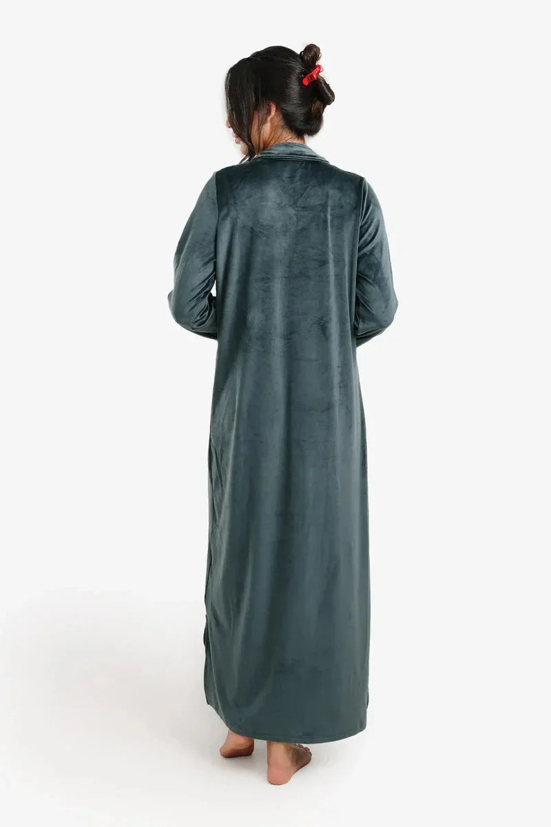 Carina - Notch Collar Velvet Nightgown 31