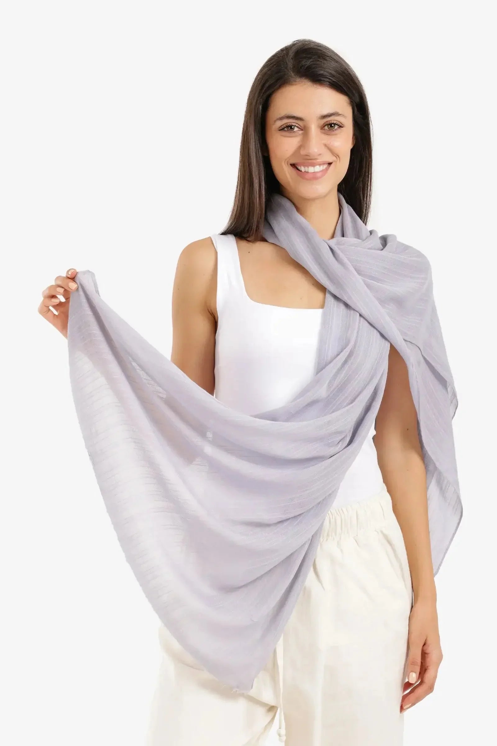 Carina - Textured Ribbed Cotton Scarf 9