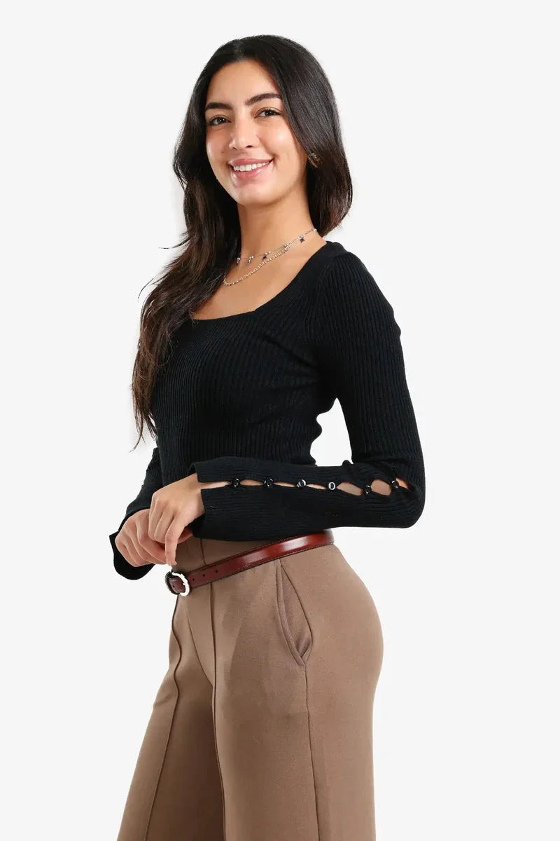 Carina - Square-Neck Ribbed Pullover 3