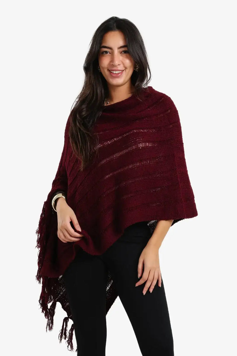 Carina - Poncho with Fringe Details