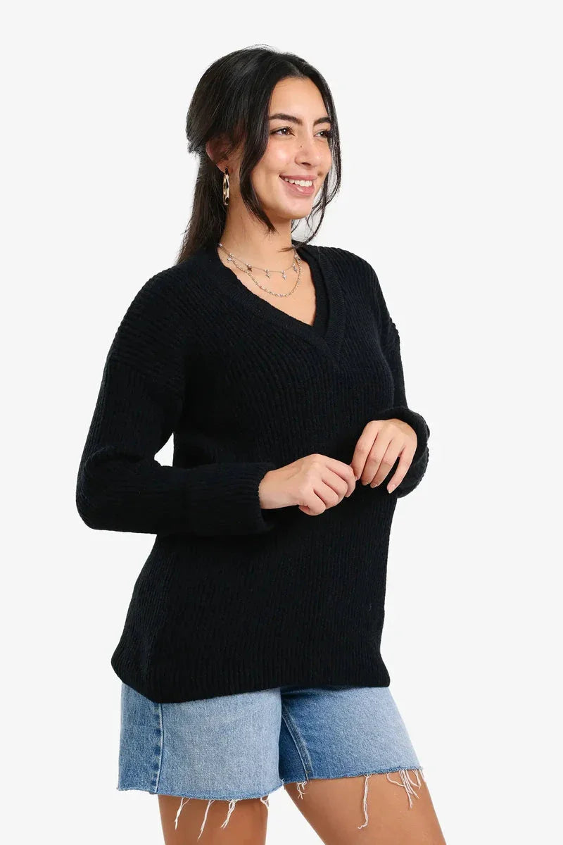 Carina - Ribbed V-Neck Pullover 3