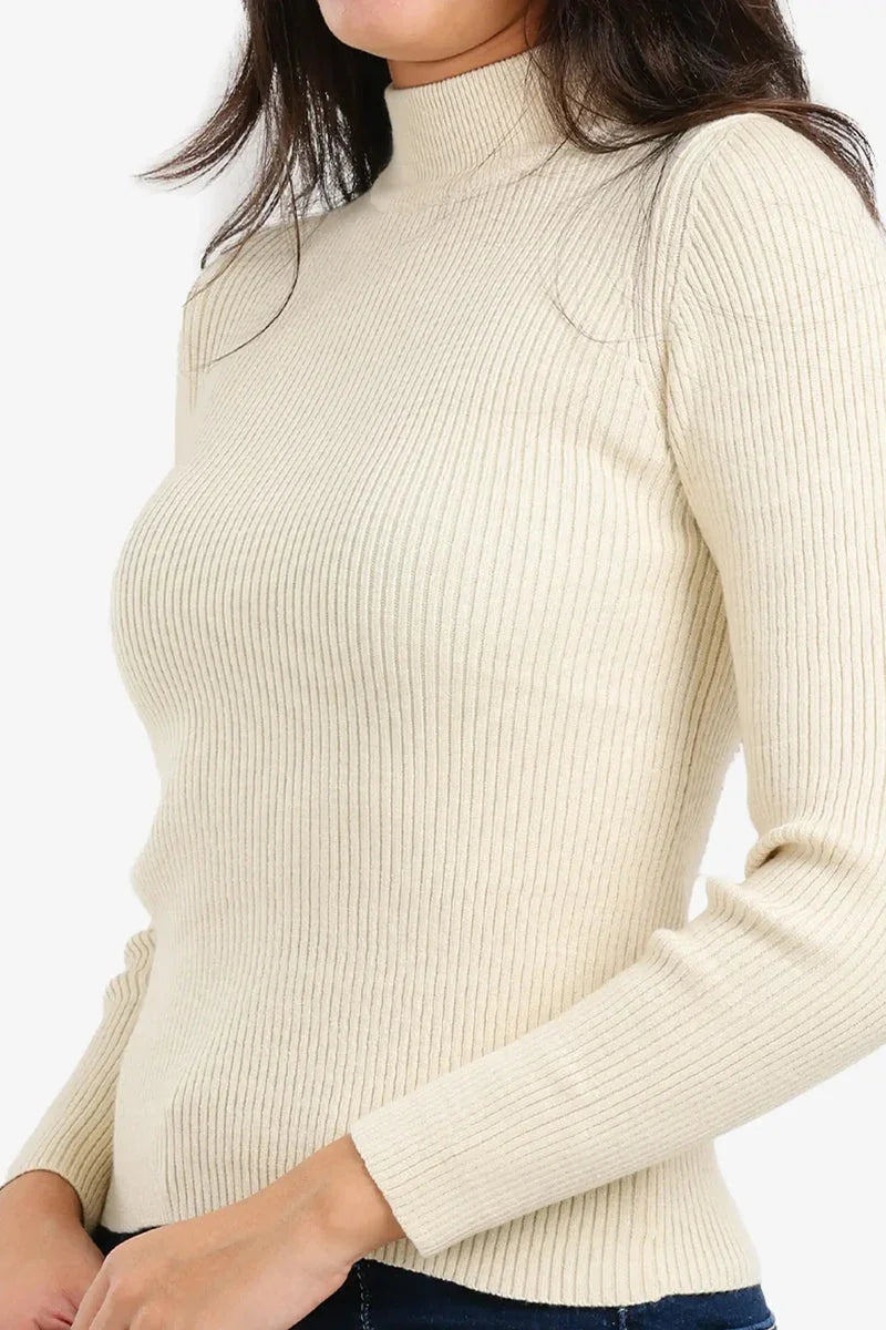 Carina - Ribbed High Neck Pullover 10