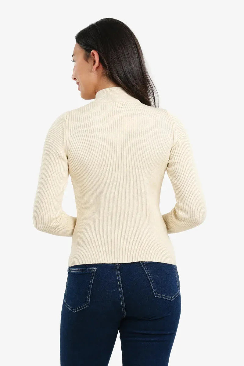 Carina - Ribbed High Neck Pullover 14