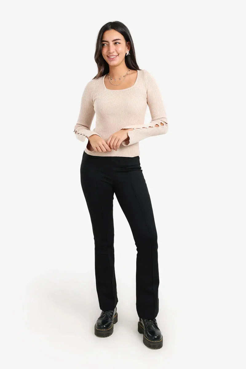 Carina - Square-Neck Ribbed Pullover 10