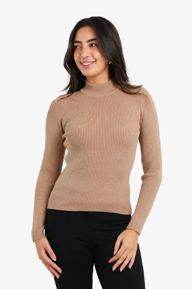 Carina - Ribbed High Neck Pullover 3