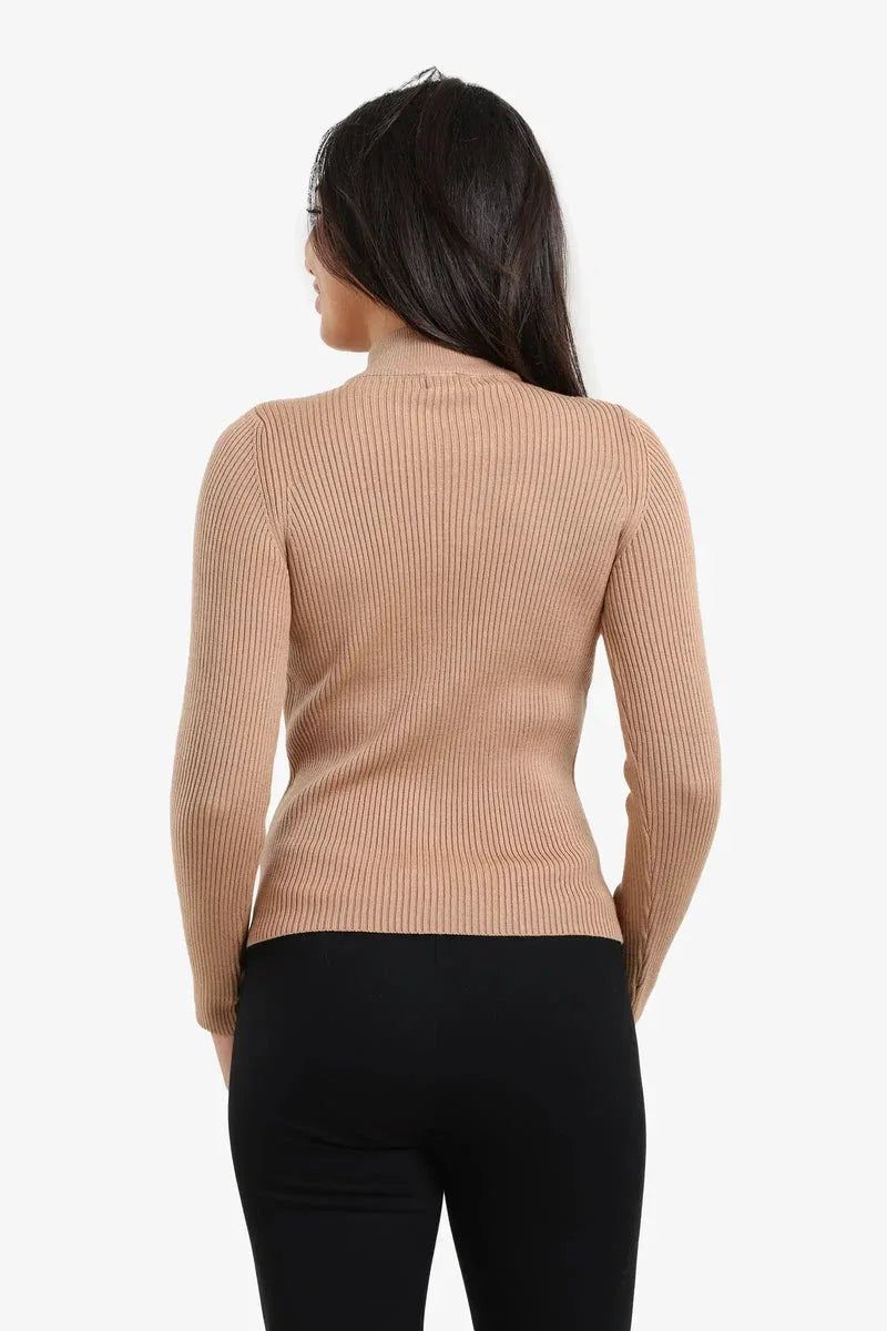 Carina - Ribbed High Neck Pullover 11