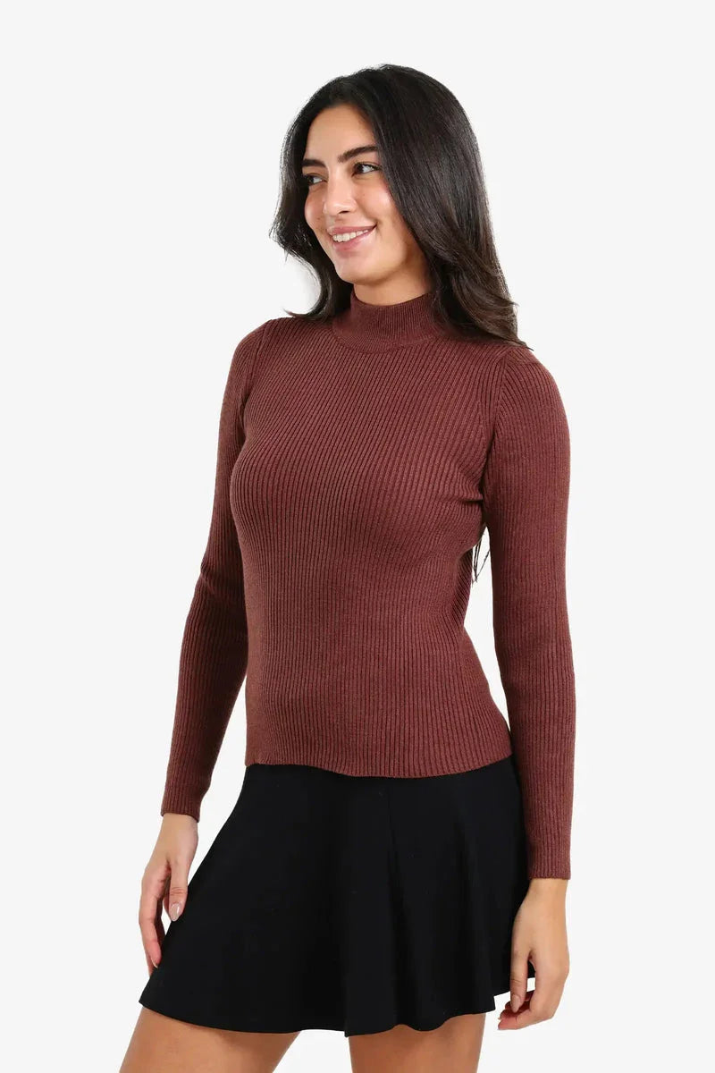 Carina - Ribbed High Neck Pullover 8