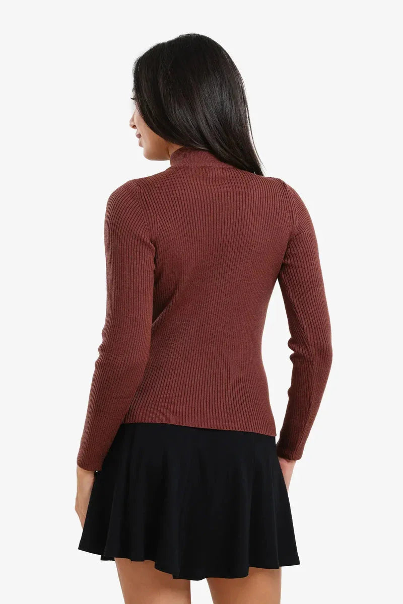 Carina - Ribbed High Neck Pullover 15