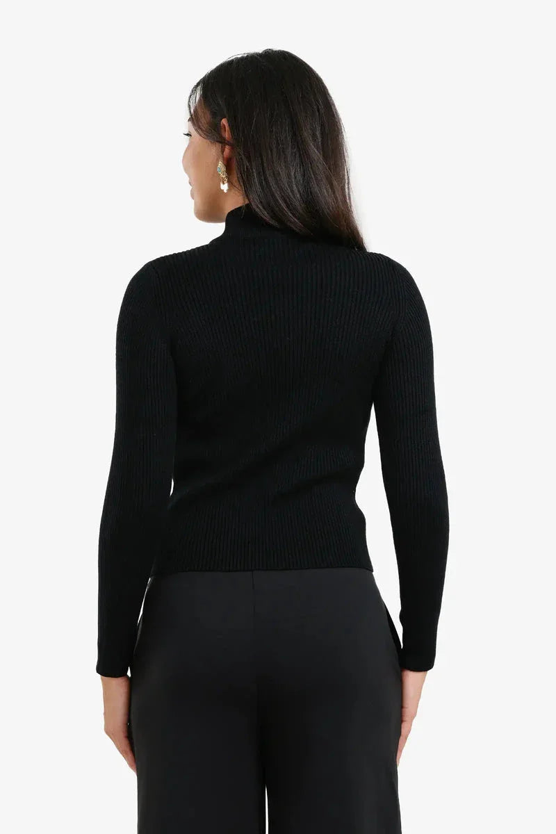 Carina - Ribbed High Neck Pullover 13