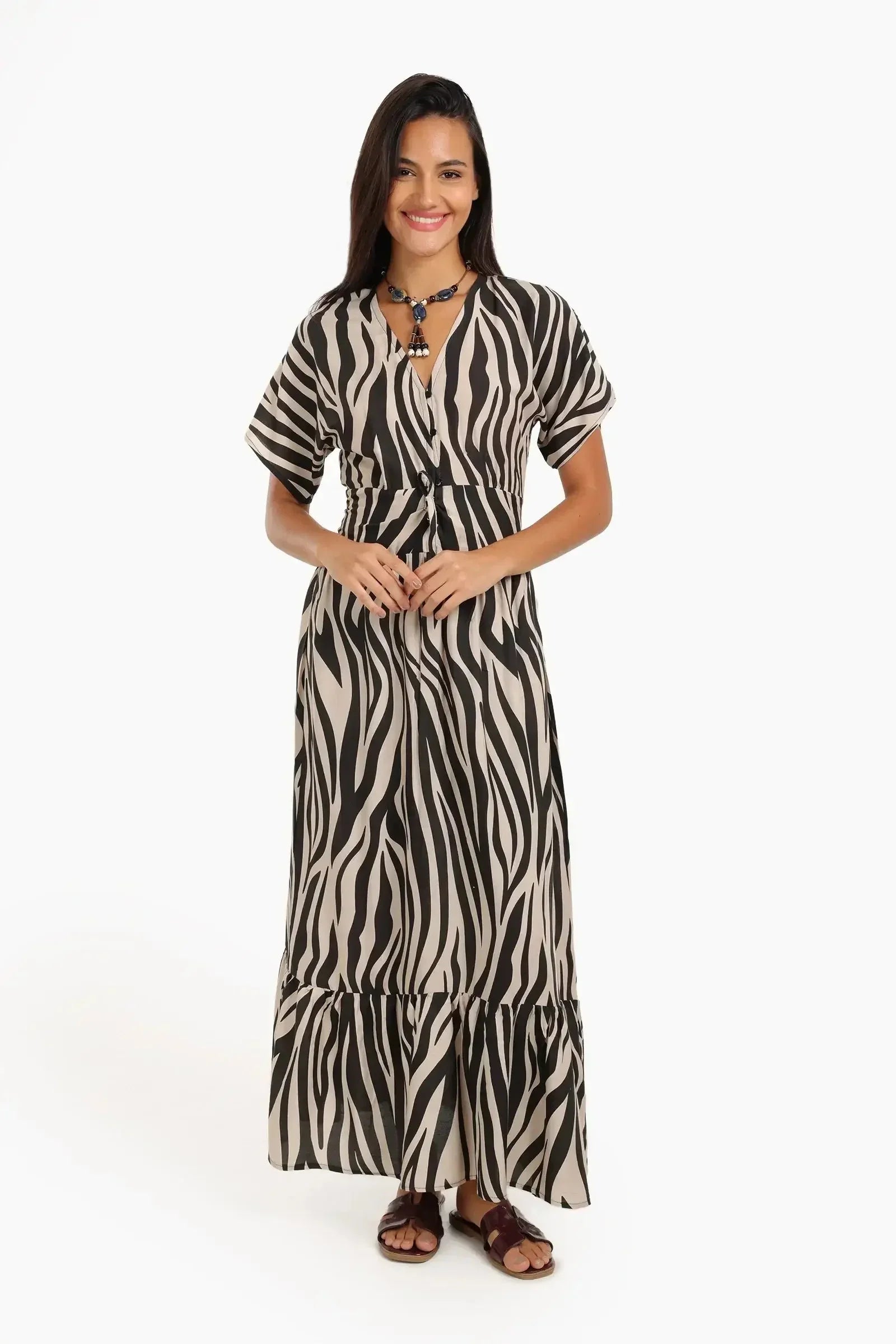 Carina - Zebra Print Tiered Dress 1