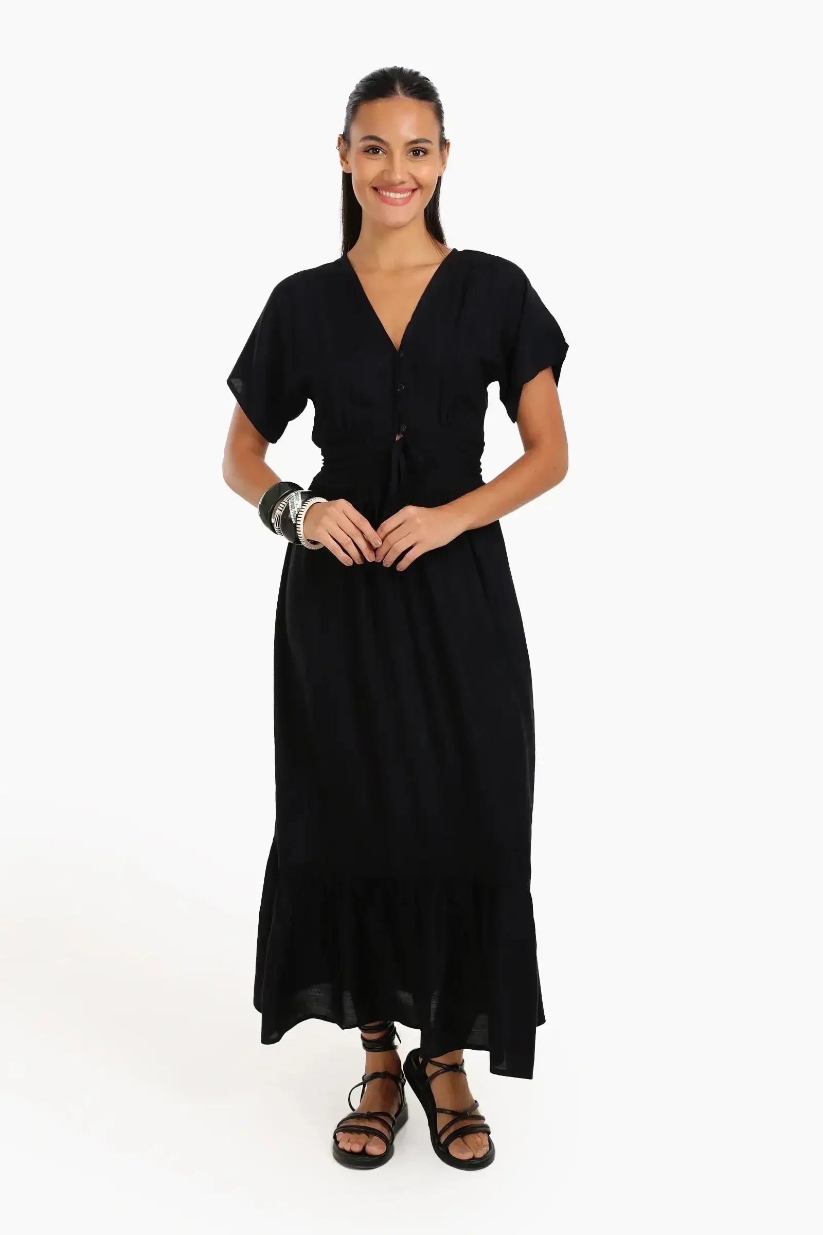 Carina - Maxi Dress with Front Drawstring 1