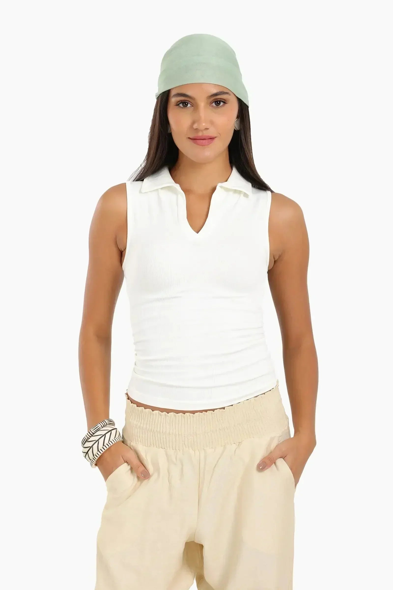 Carina - Seamless Polo Collar Top 14