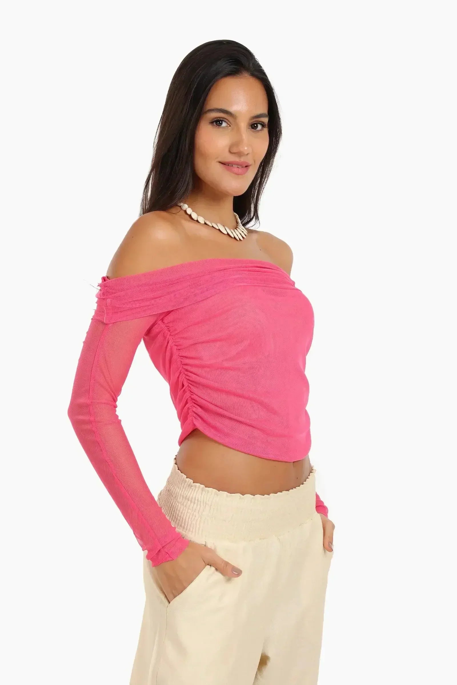 Carina - Off Shoulder Mesh Top 6