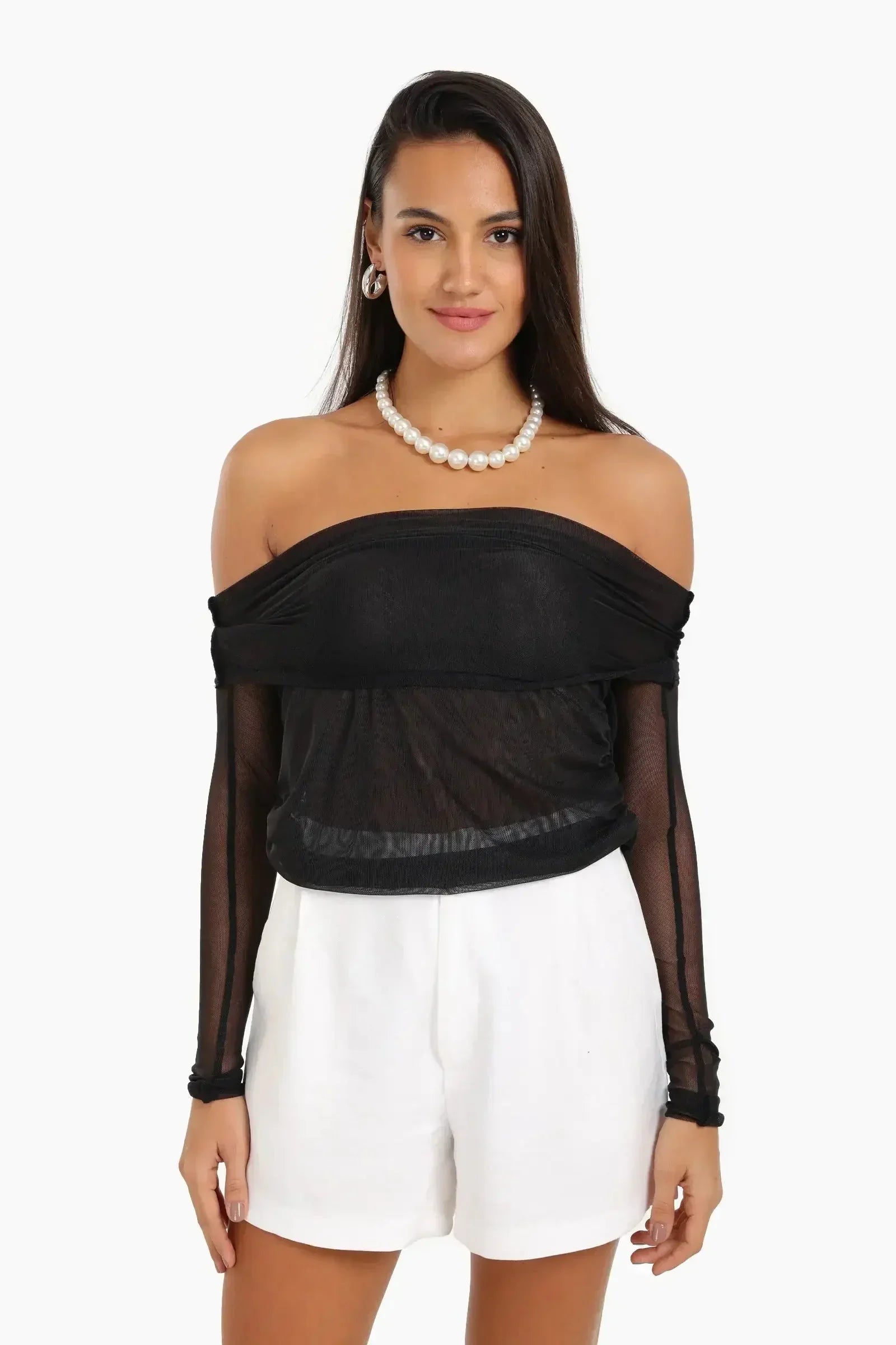 Carina - Off Shoulder Mesh Top 1