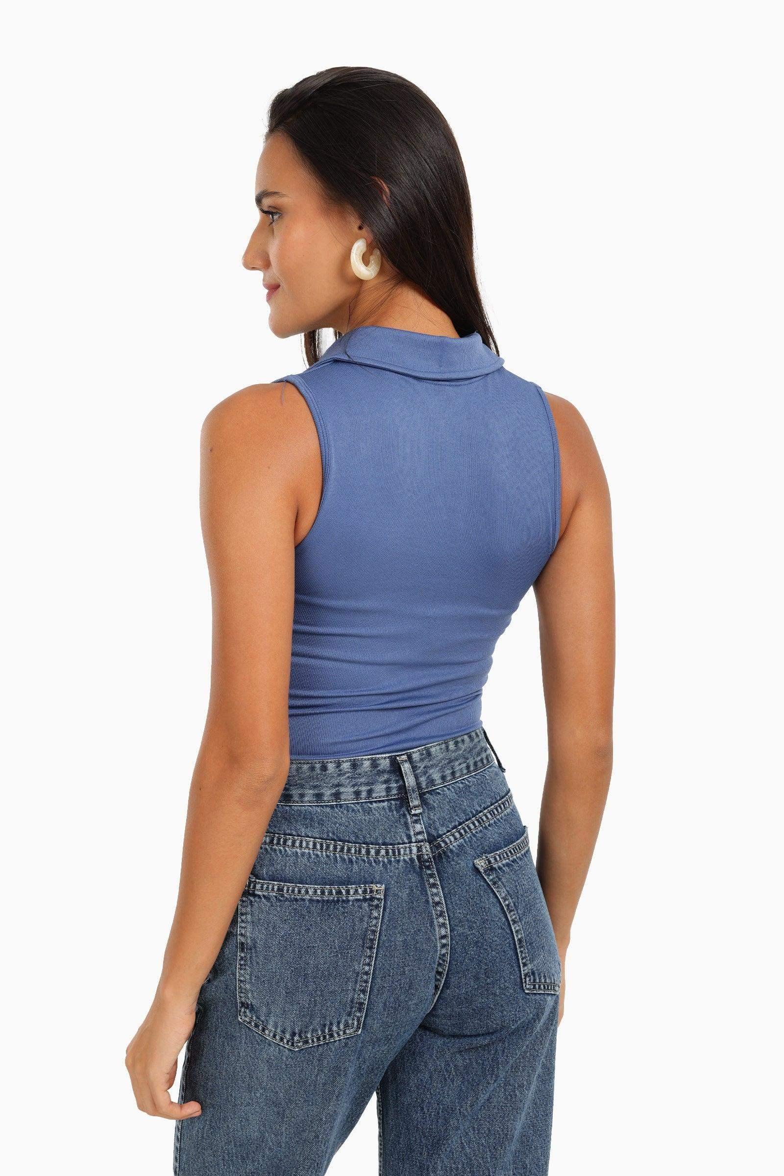 Carina - Seamless Polo Collar Top 7