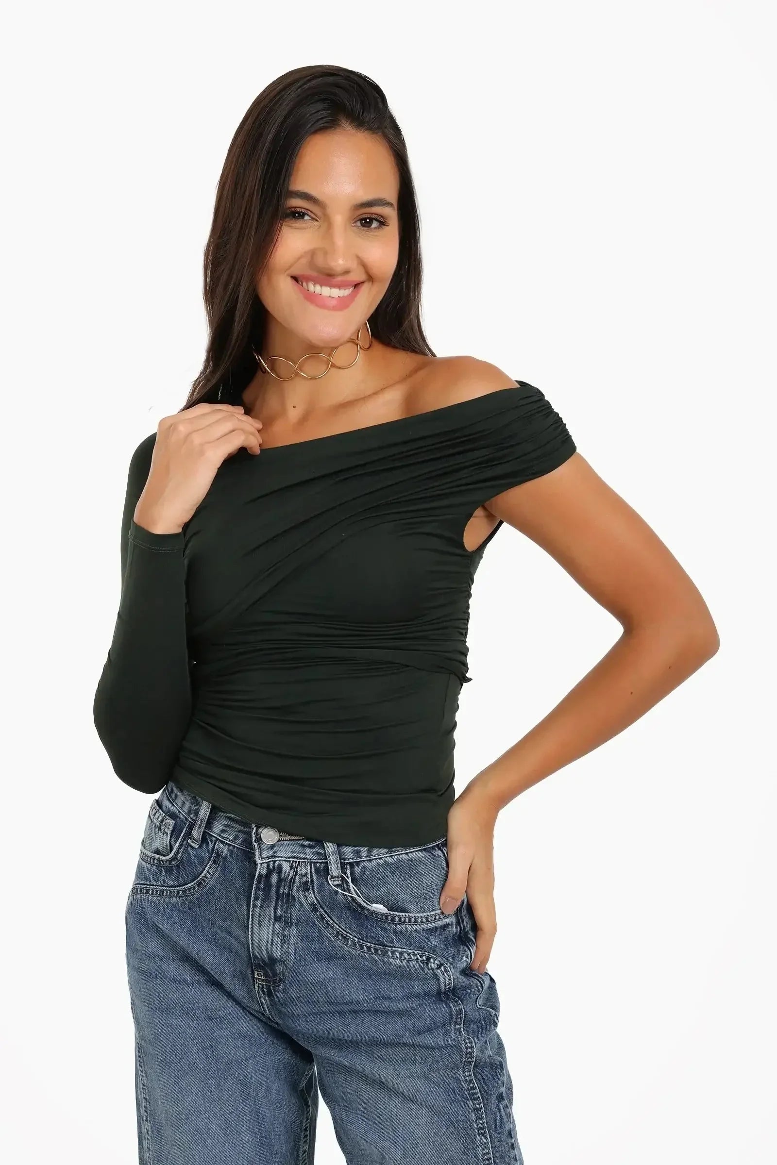 Carina - Rushed Off Shoulder Top 9