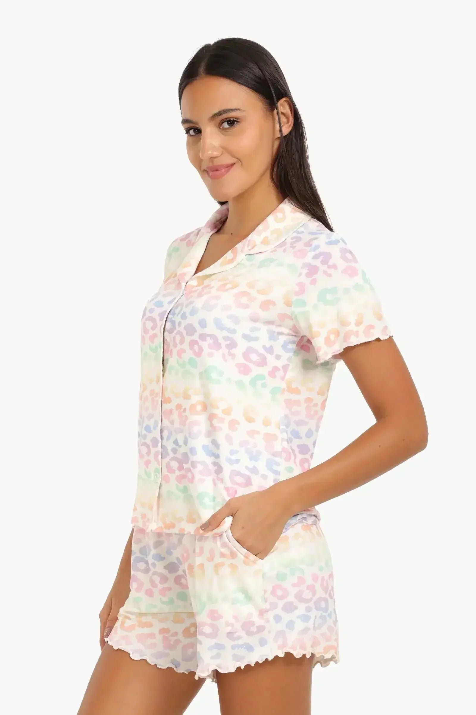 Carina - Colored Leopard Print Pyjama Set 1