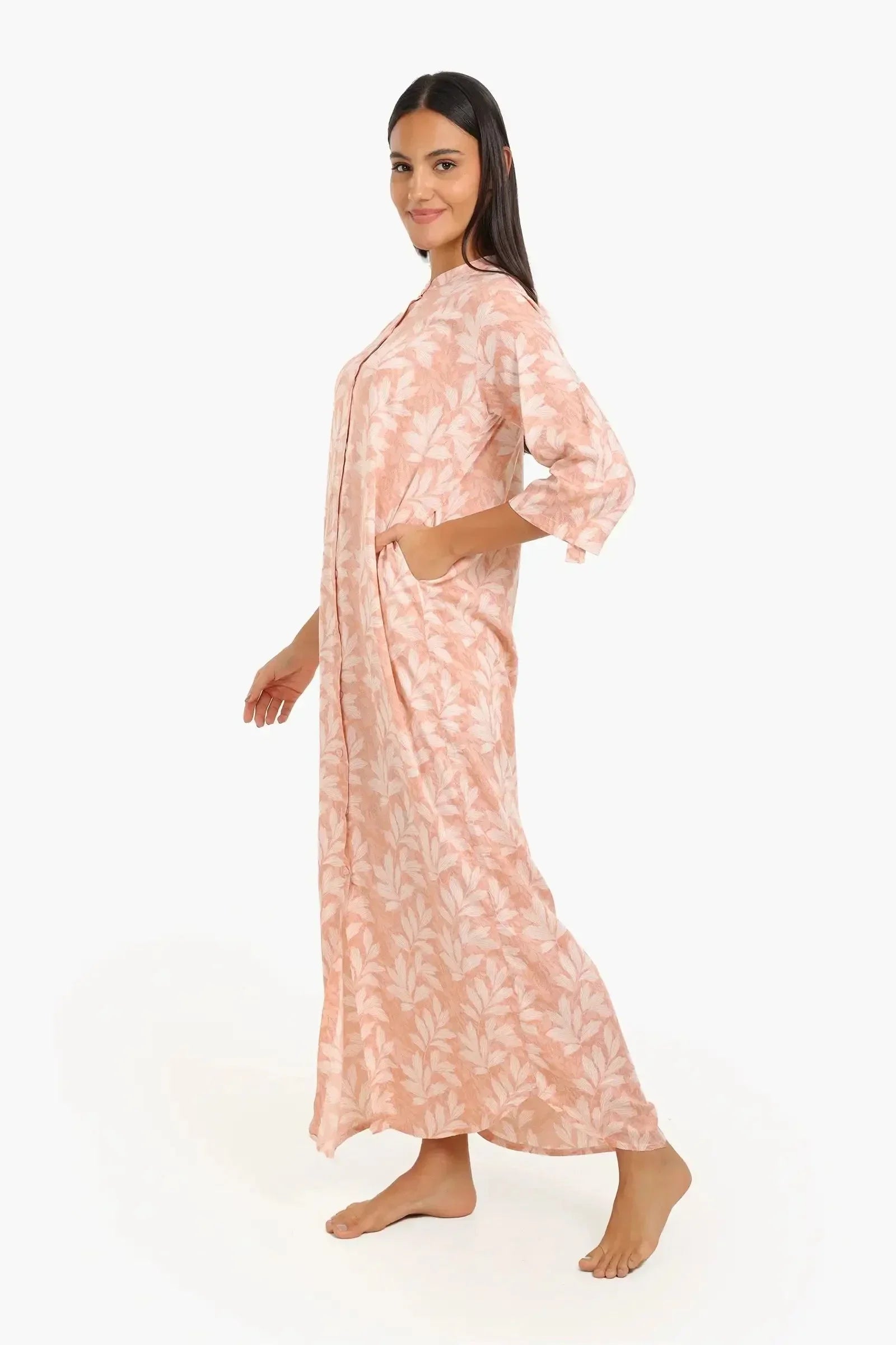 Carina - Leaves Printed Comfy Nightgown 2