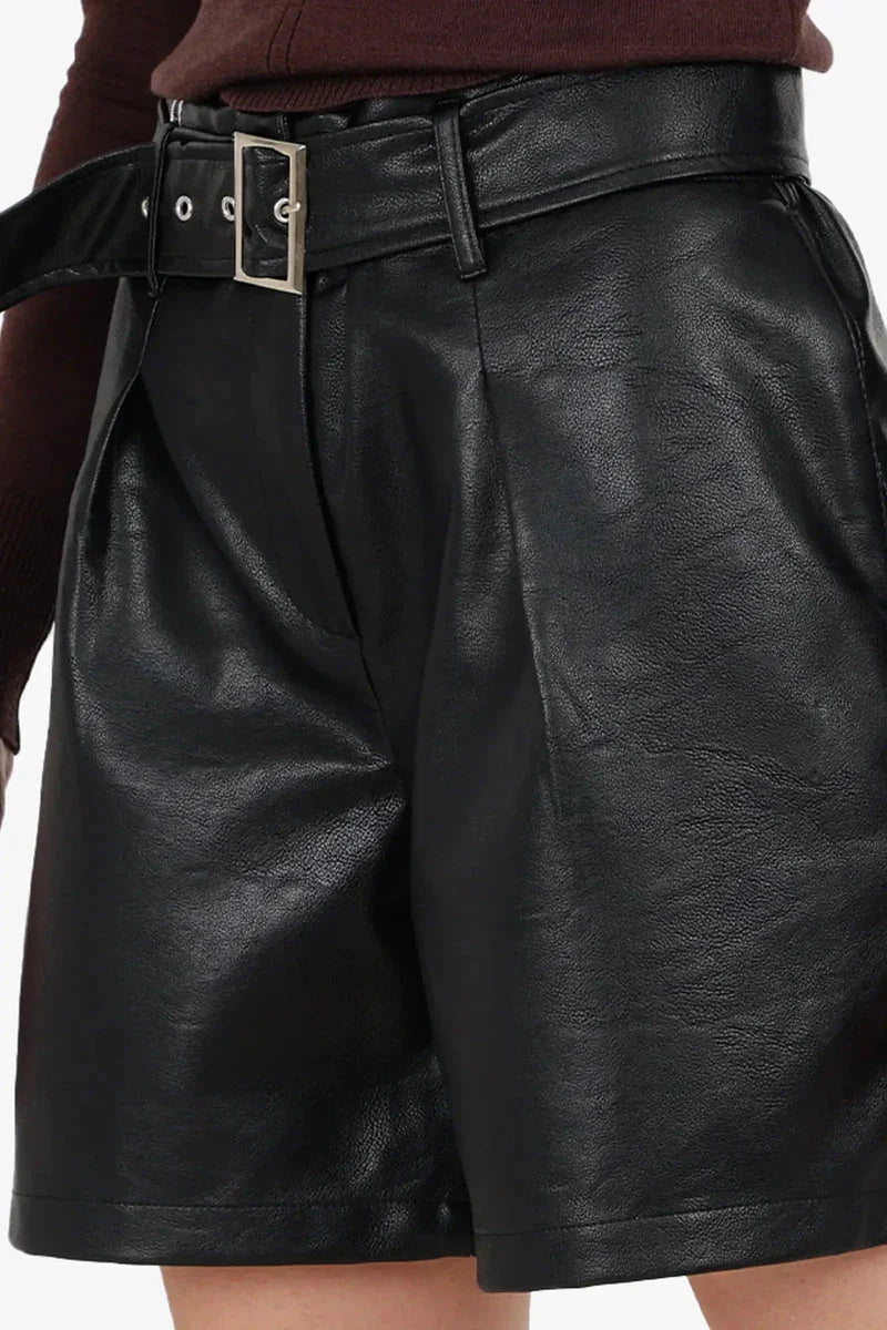 Carina - Wide Leg Faux Leather Shorts 5