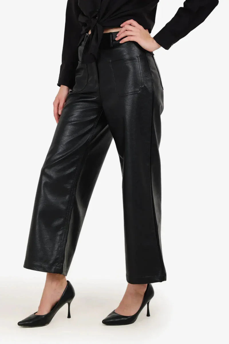 Carina - Flare Leg Faux Leather Pants 3