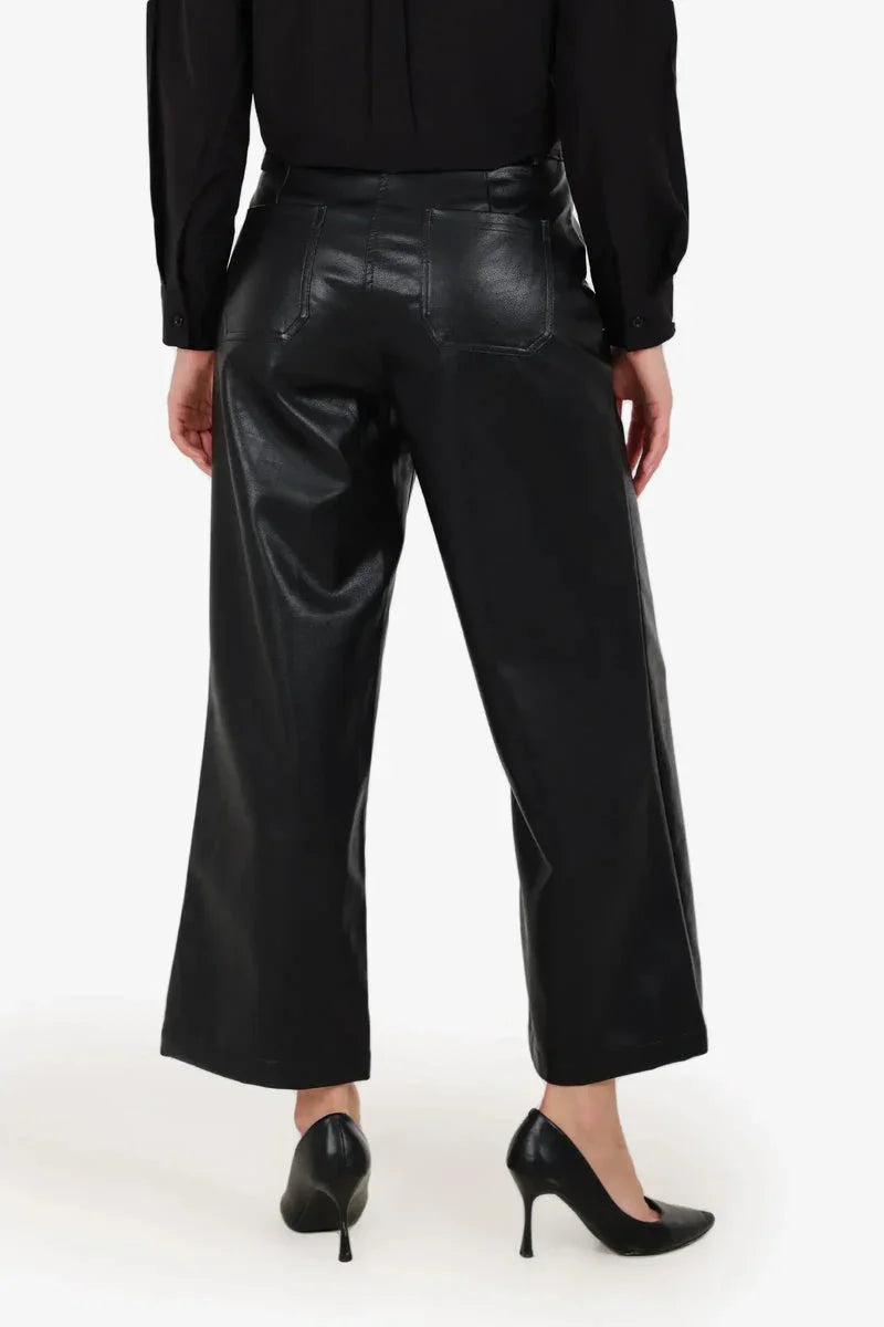 Carina - Flare Leg Faux Leather Pants 4