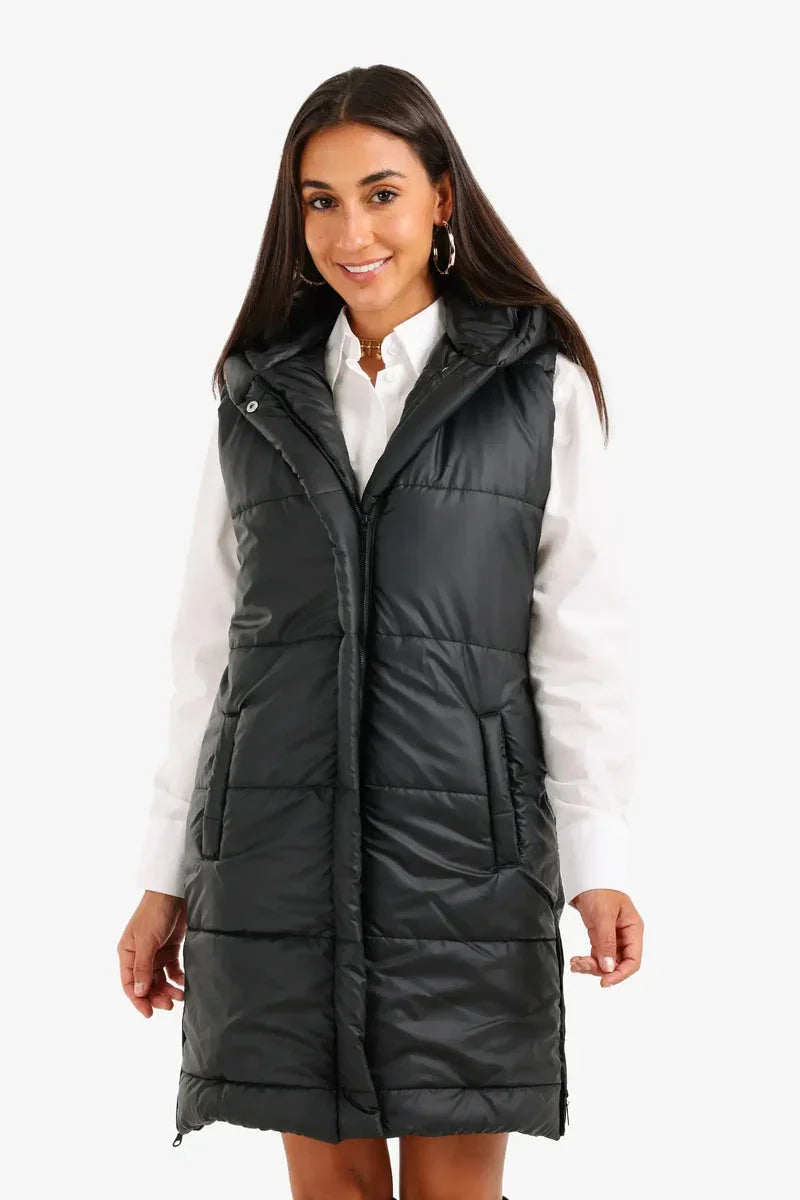 Carina - Hooded Long Puffer Vest 1