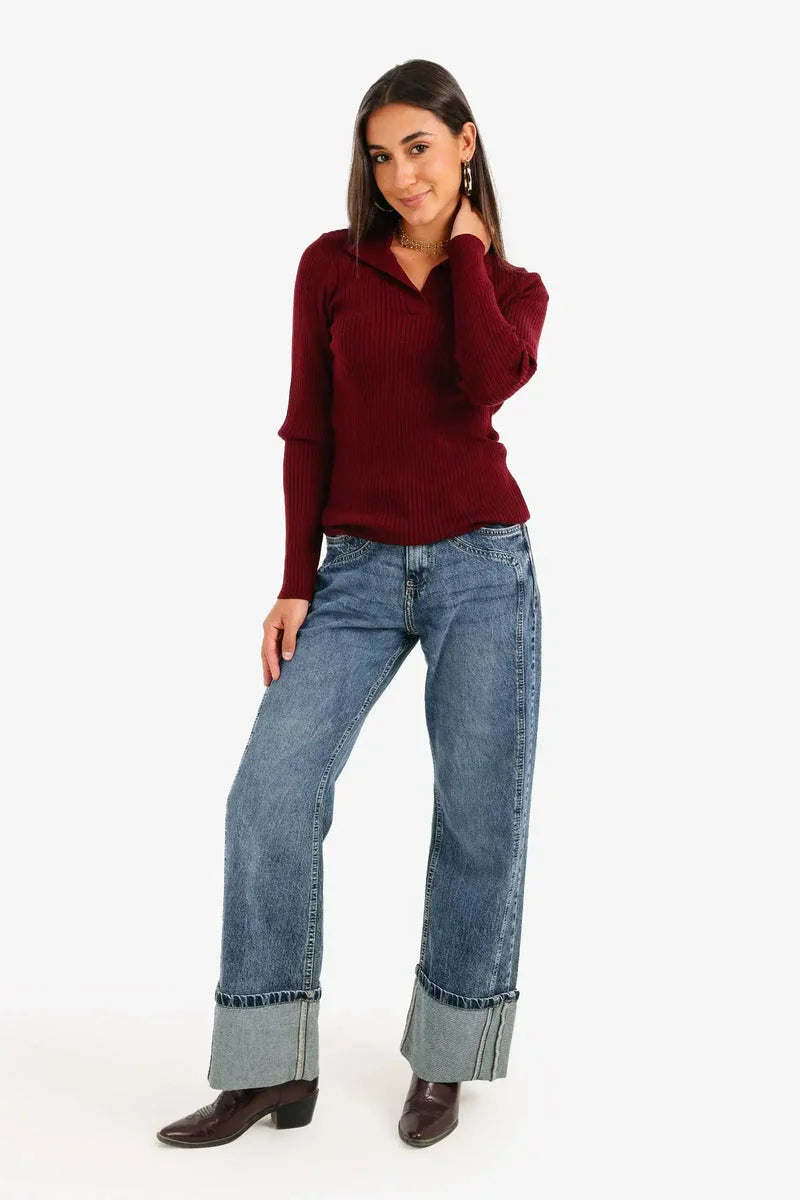 Carina - Ribbed Pullover with Collar 20