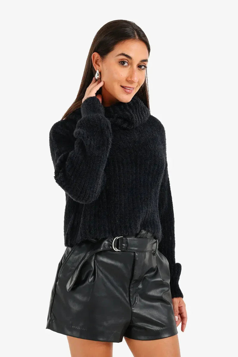 Carina - Cropped Cowl Neck Pullover 7