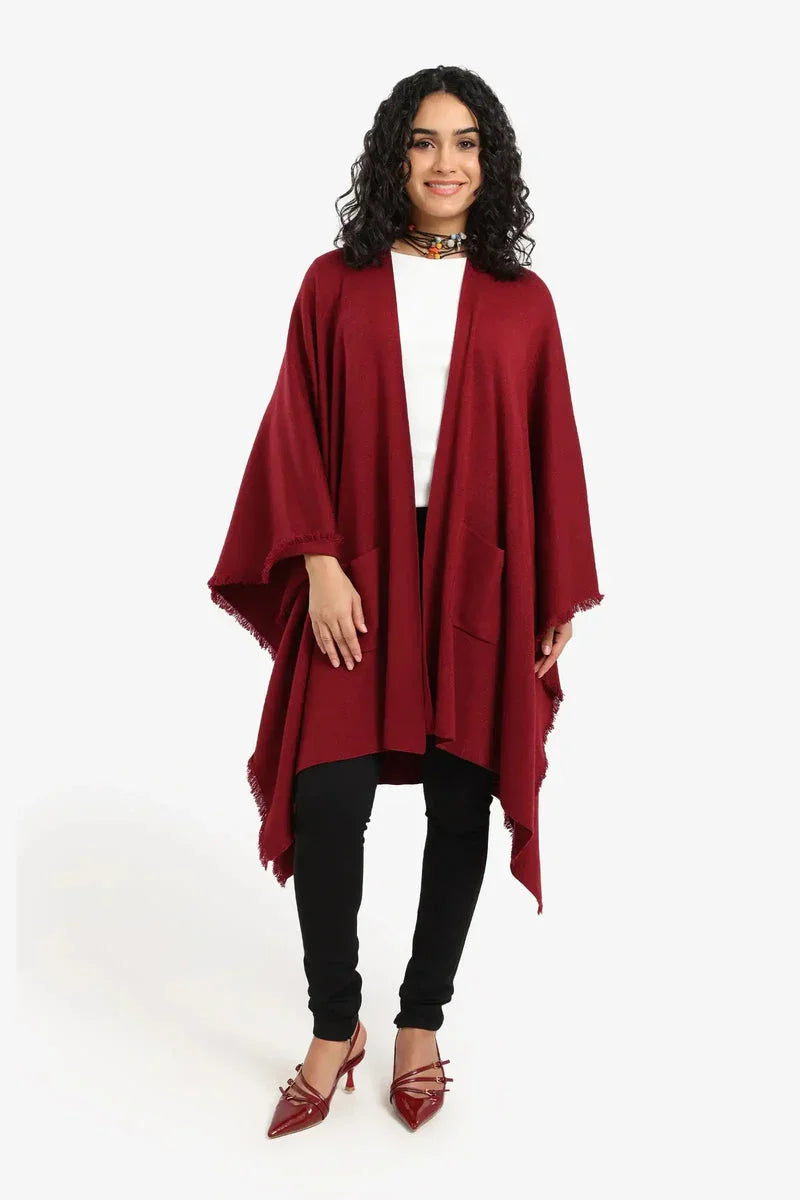 Carina - Fringe Trim Poncho 2
