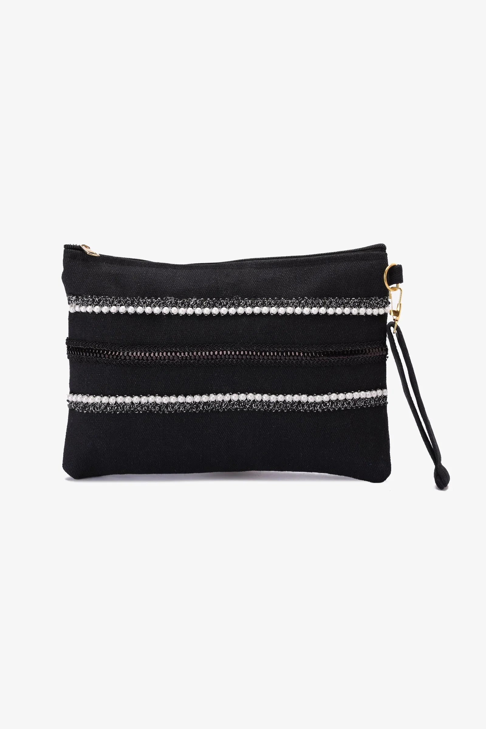 Carina - Pearl-Trim Woven Beach Bag 1