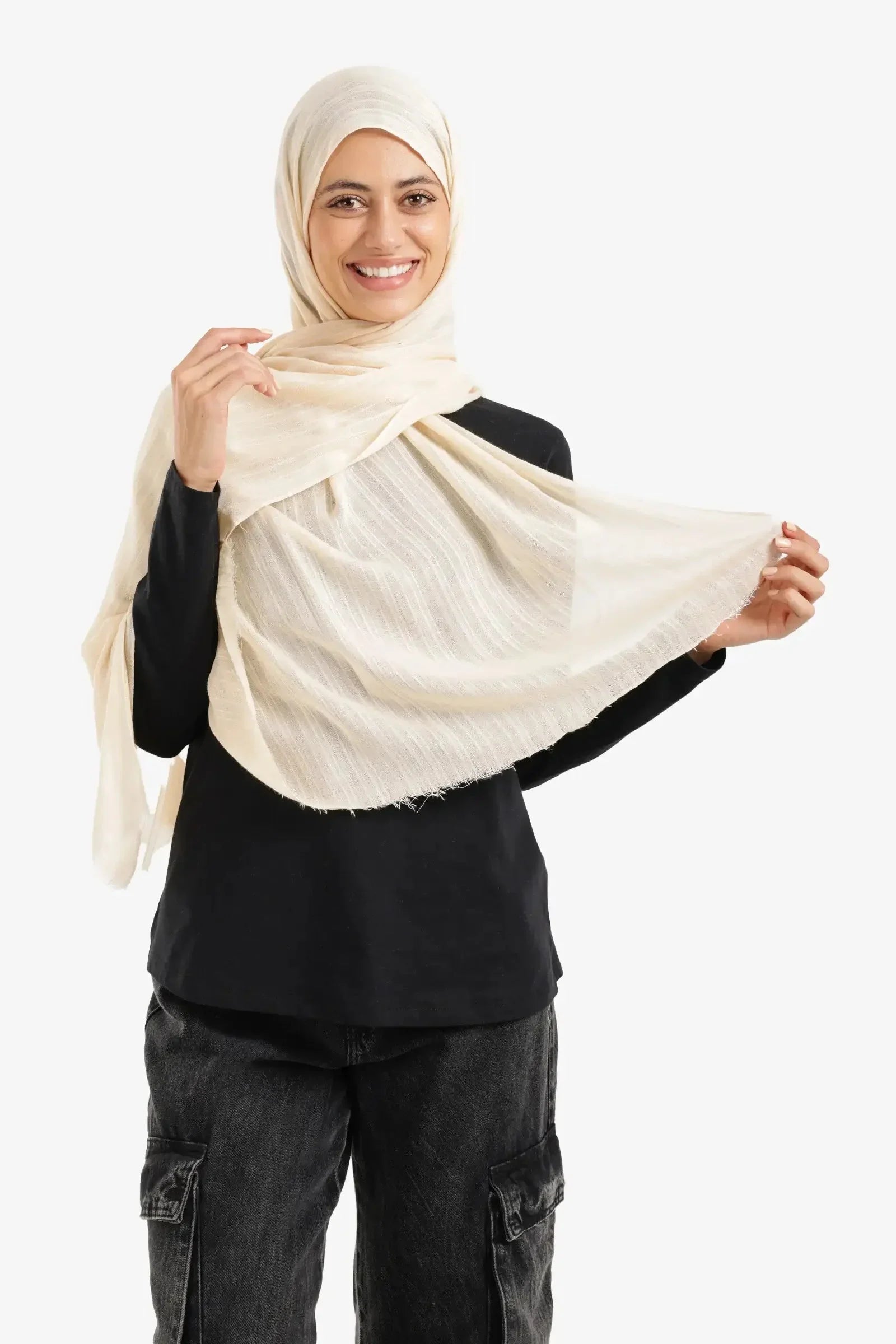 Carina - Textured Ribbed Cotton Scarf 1