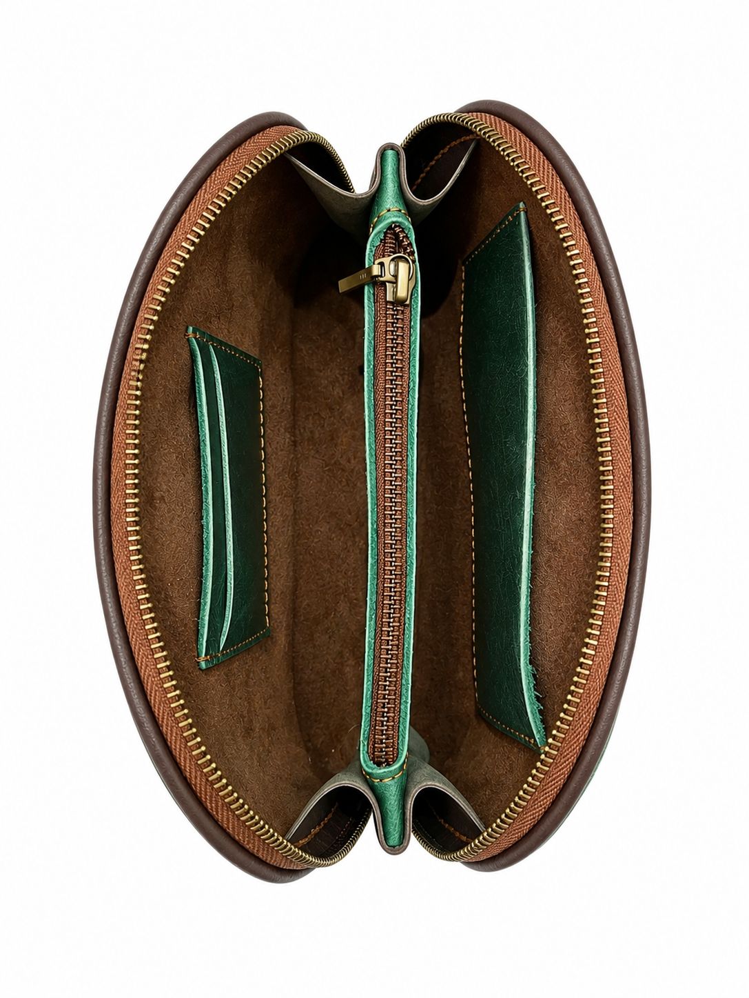 Olive Green/Brown Curvy Bag - Smart Leather