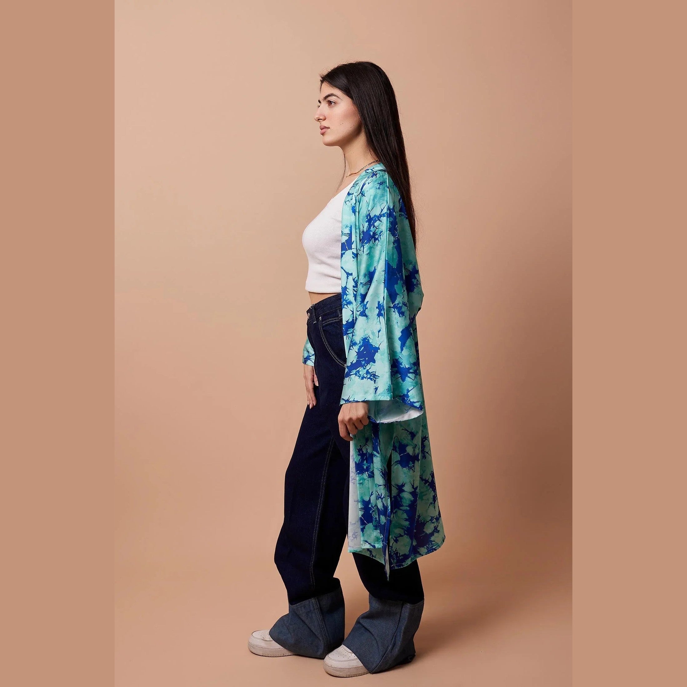 Viva - Aqua Satin Kimono 4