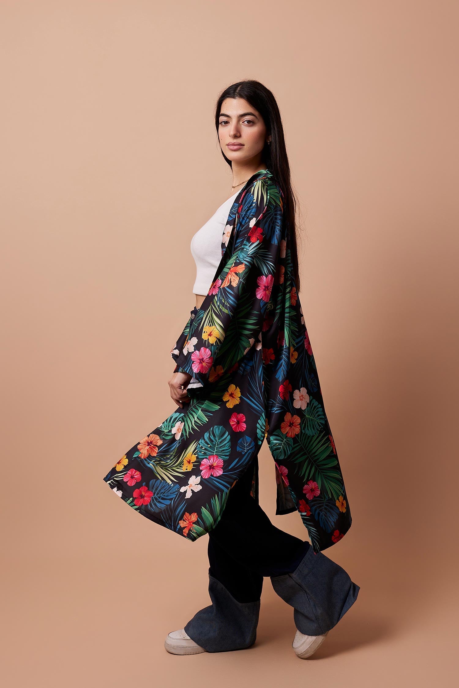 Viva - Floral Print Satin Kimono 2