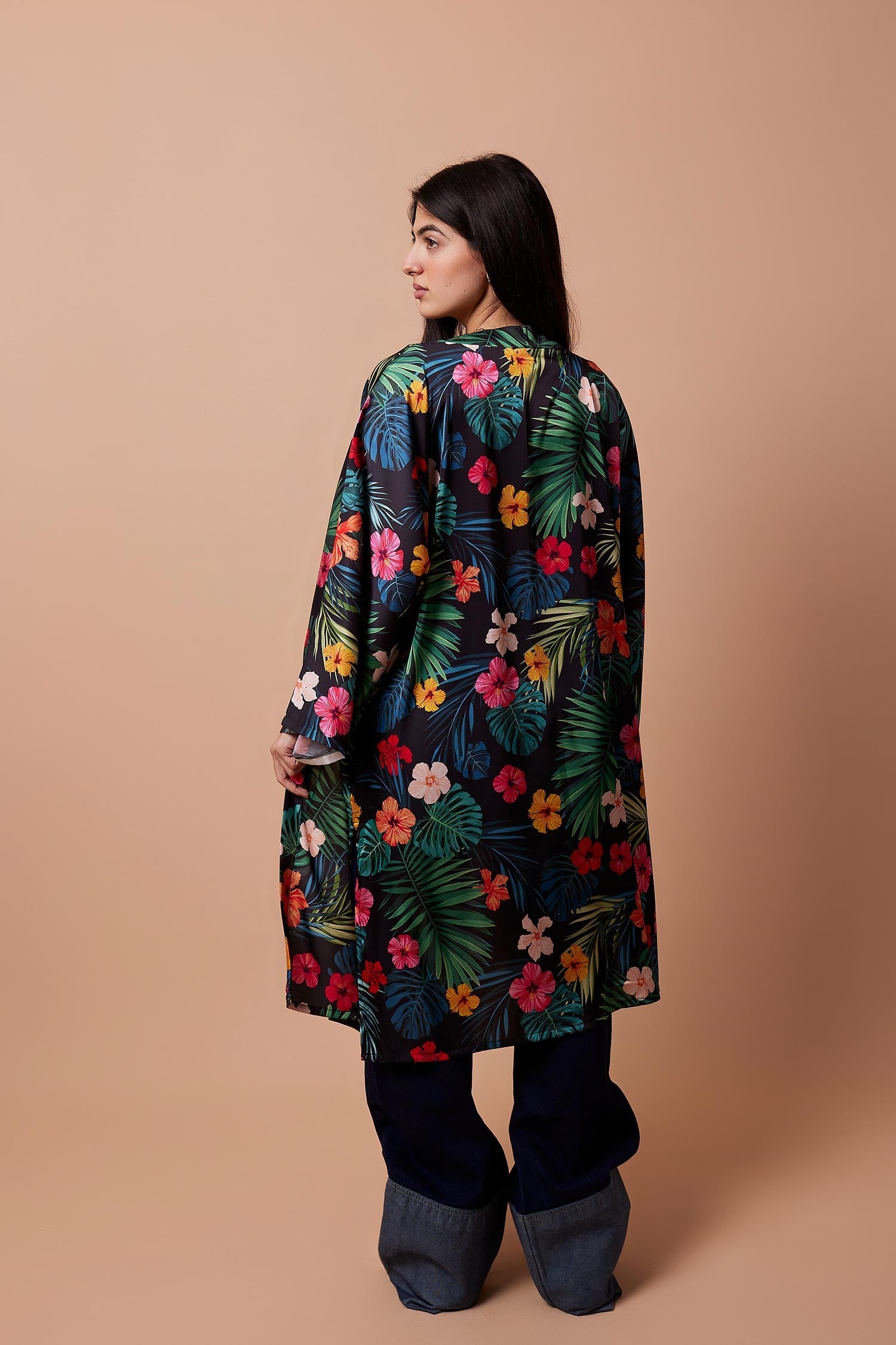 Viva - Floral Print Satin Kimono 1