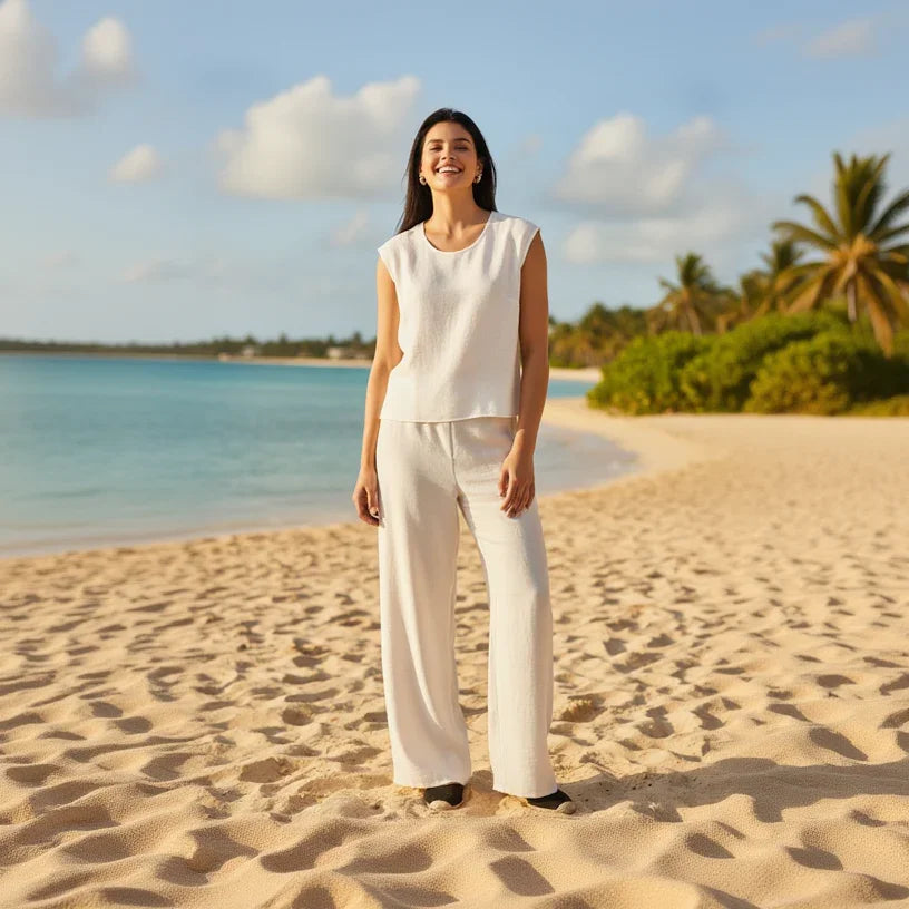 Linen Set Top & Wide Pants - Viva