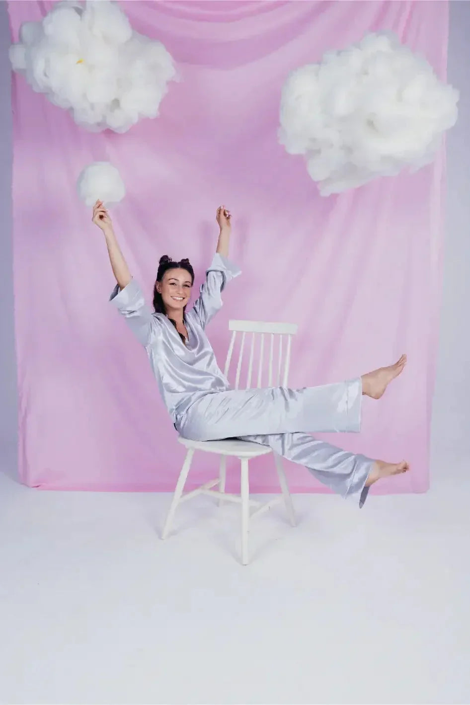 Carina - Silver Satin Pyjama Set 1
