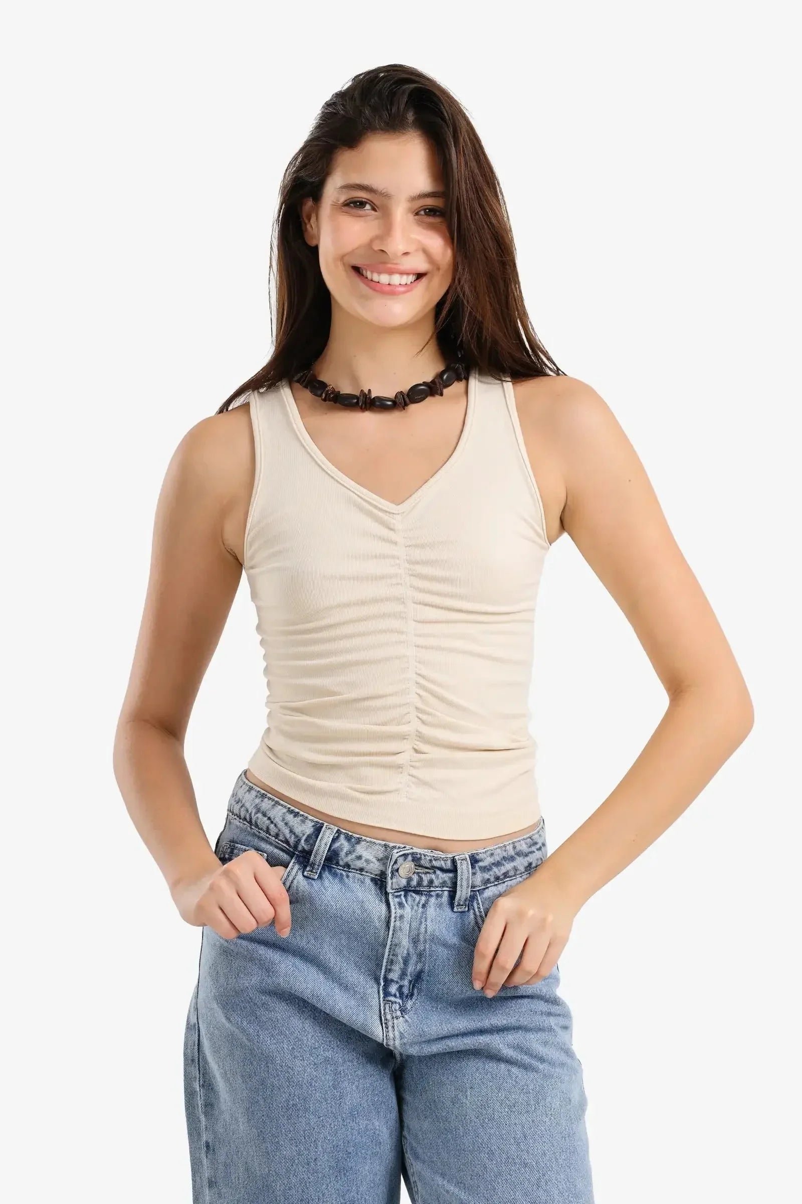 Carina - Ruched V-Neck Top 1