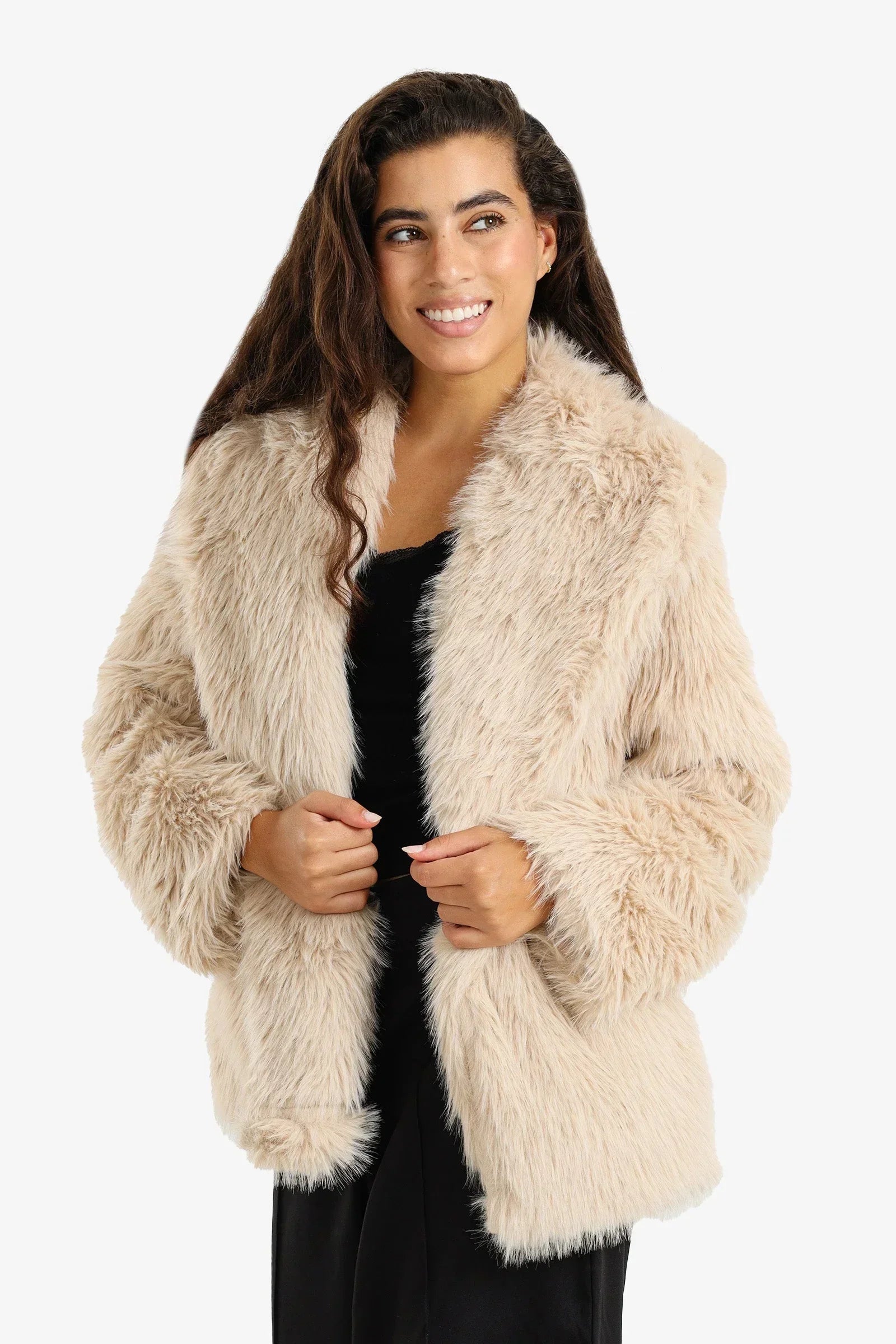 Clue - Shawl Neck Fur Jacket 1