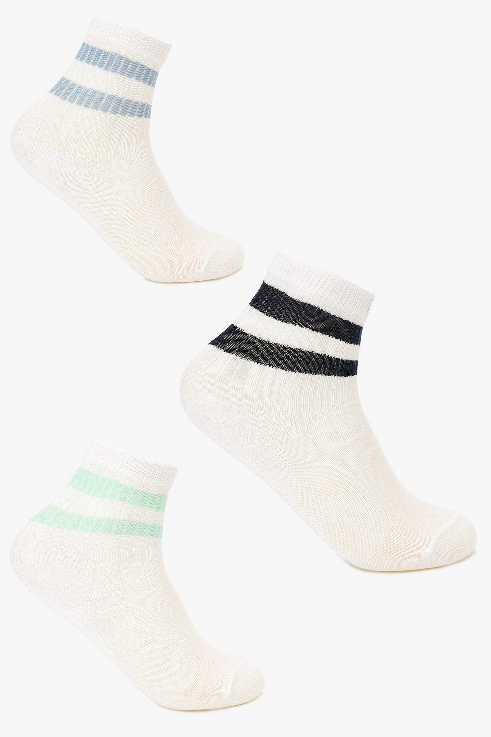Carina - Contrast Stripes Socks - 3 Pairs 5