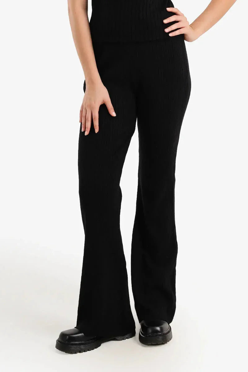 Carina - Ribbed Flared Pants 1
