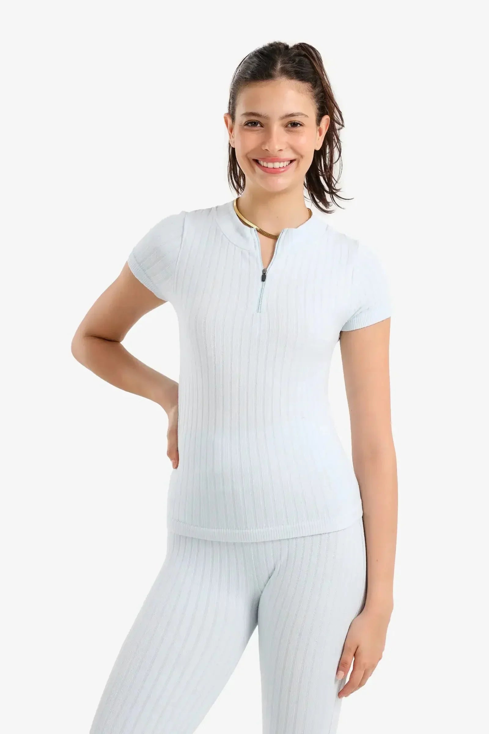 Carina - Ribbed Short Sleeve Top 1