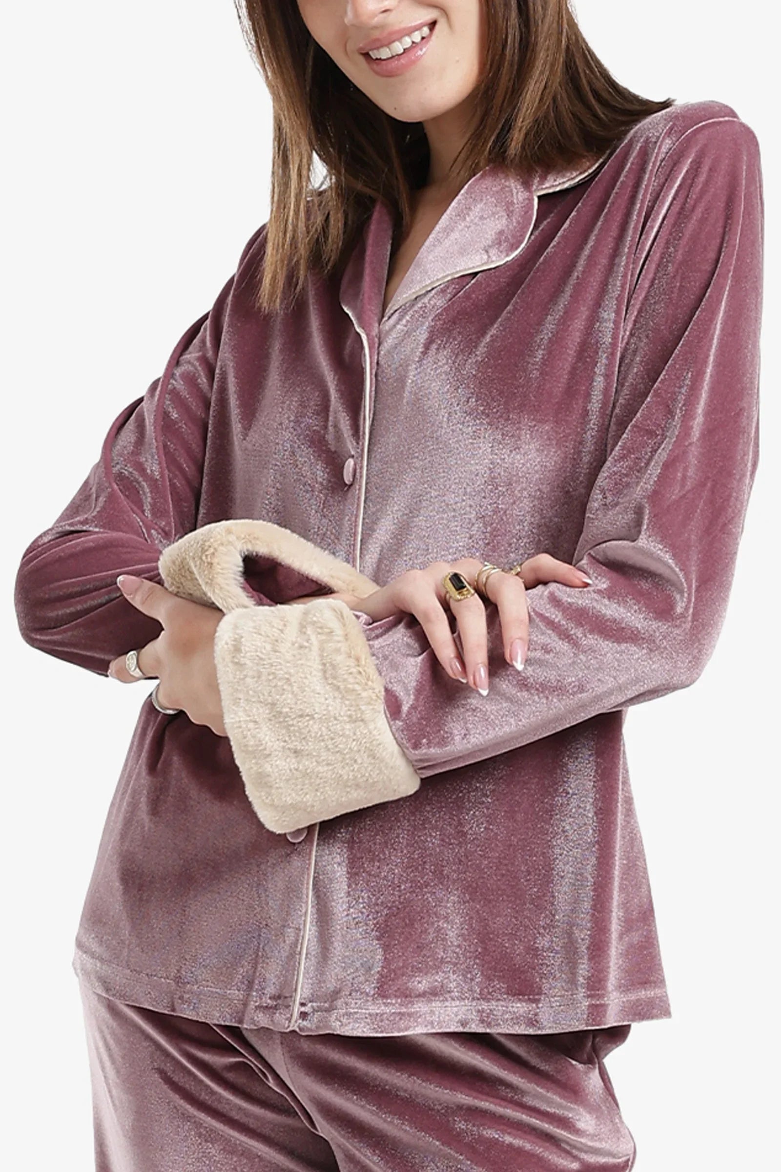 Carina - Velvet Button-Down Pyjama Set 16