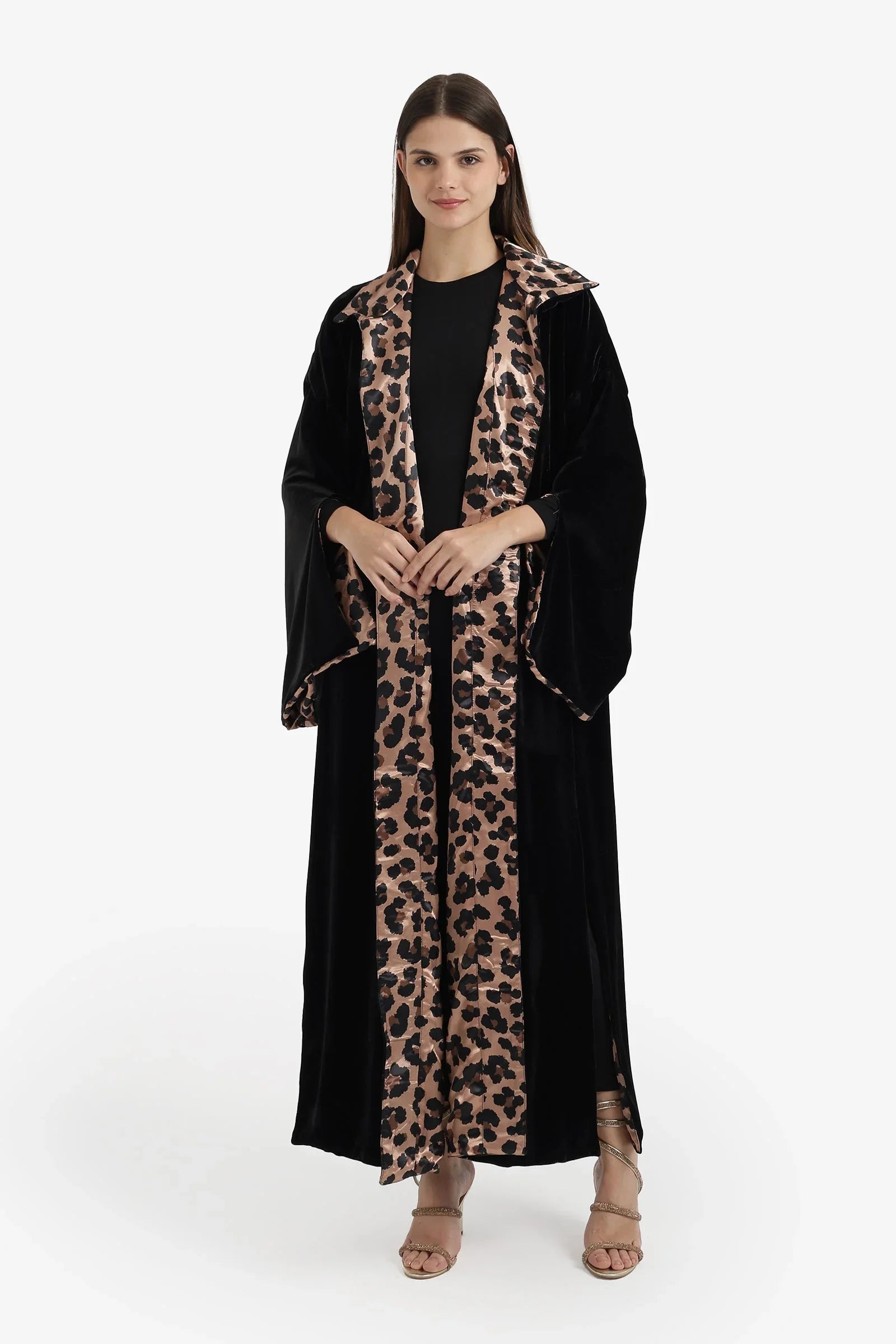 Leopard-Lined Maxi Kimono - Carina 1