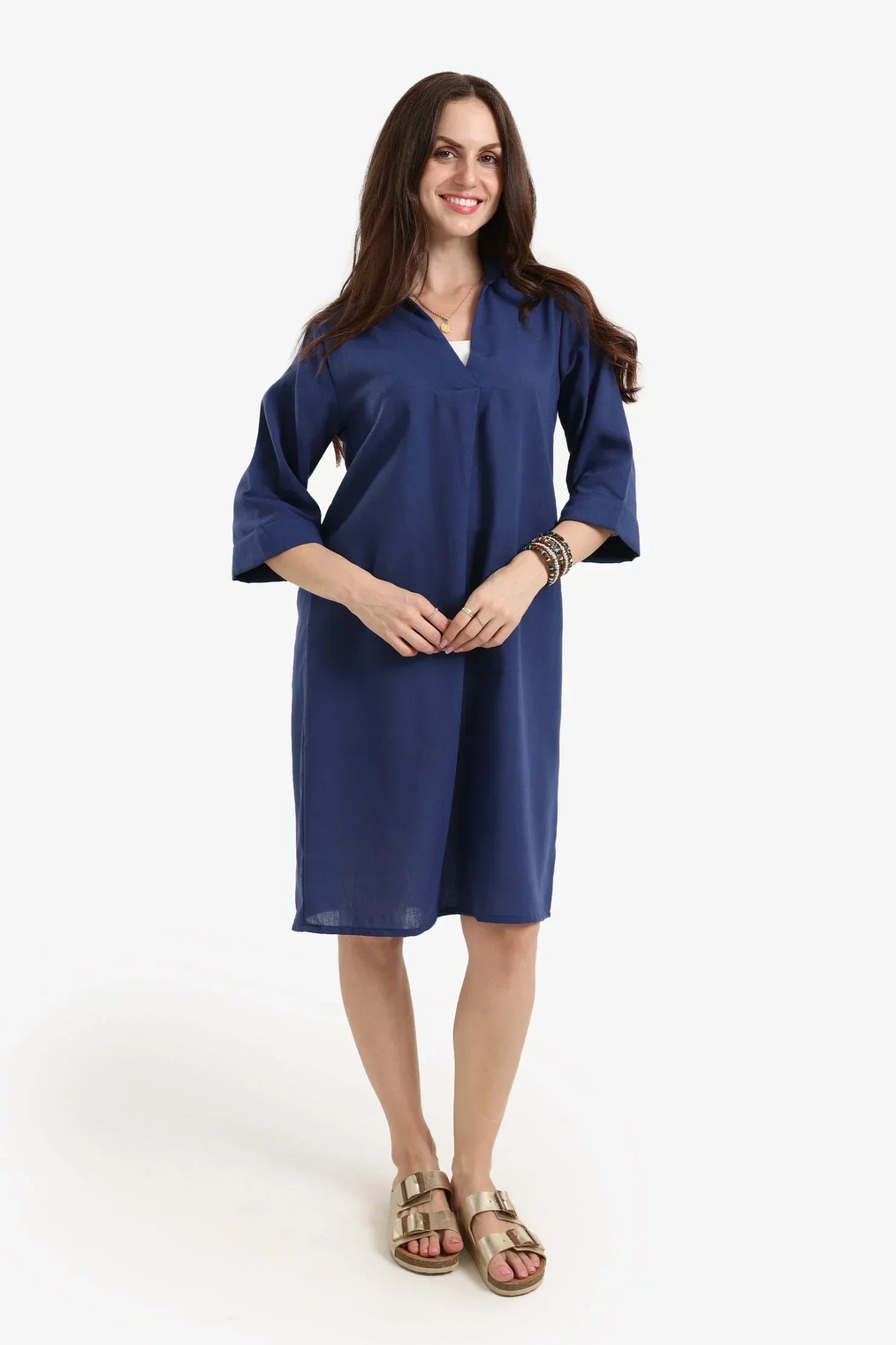 Clue - Tencel Collared V-Neck Dress 1