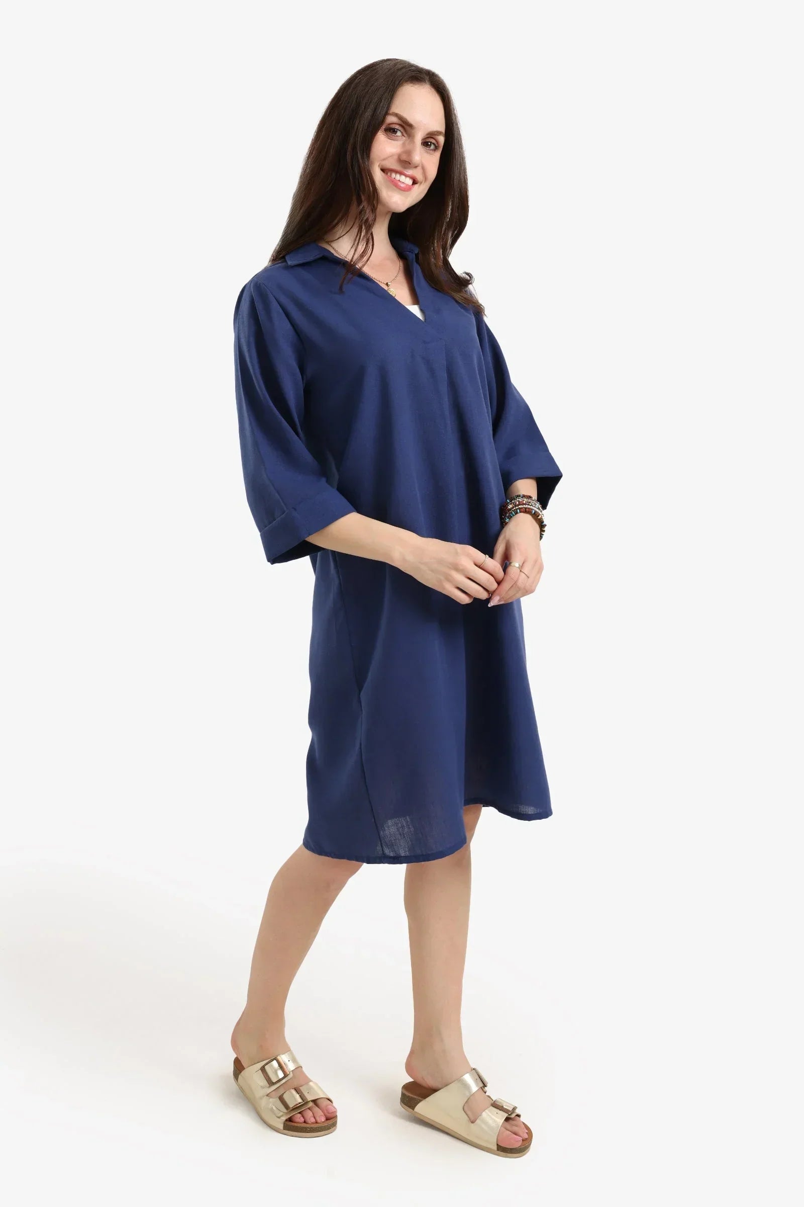 Clue - Tencel Collared V-Neck Dress 2